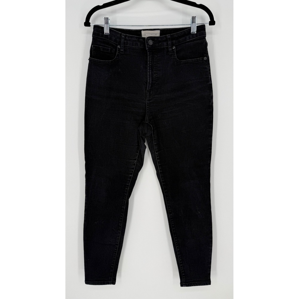 EVERLANE HIGH RISE SKINNY ANKLE JEANS ZIP FLY DISTRESSED‎ WASHED BLACK SIZE 29